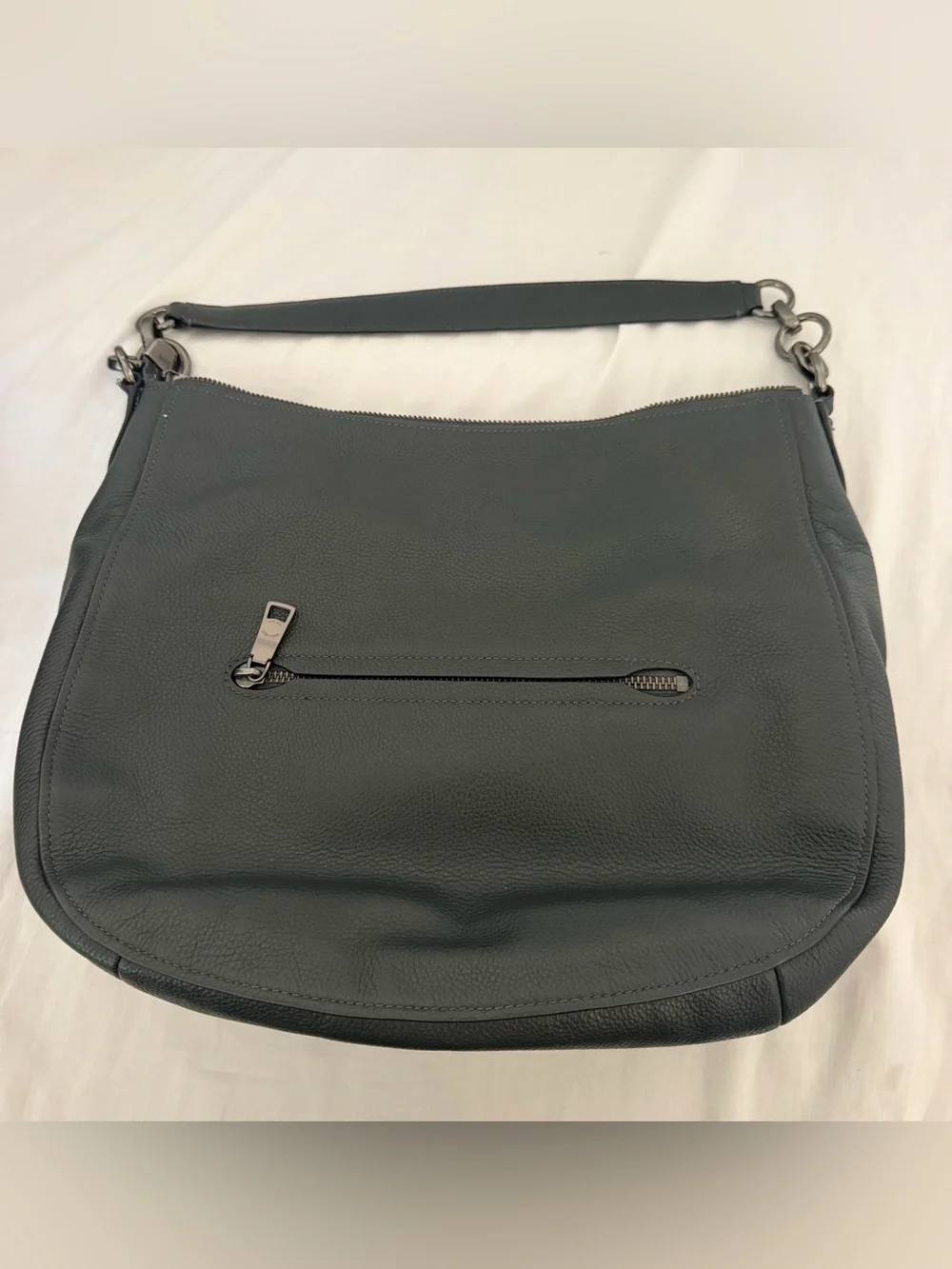 Coach gunmetal gray Pebbled Leather Chelsea Hobo with Chain-Link Strap